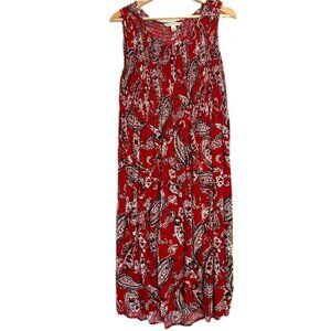 Croft & Barrow Women's Maxi Dress Size L Paisley Sleeveless Red Black White